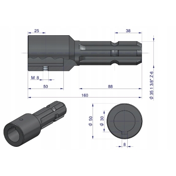 Redukcja WOM adapter na wpust Q 30 mm na wałek 1 3/8 