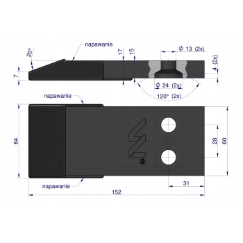 Dłuto redlicy głębosza skręcanego Unia Kret Napawane 1435302101 WARYŃSKI