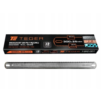 Brzeszczot do metalu/ drewna do piły ręcznej dwustronny 300x25mm TEGER, T-BRZ-001