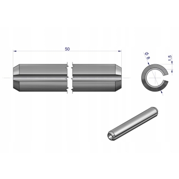 Kołek sprężysty 8x50 10 sztuk TEGER