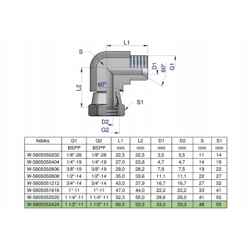 Kolanko hydrauliczne calowe AB 1 1/2calcal BSP WARYŃSKI, W-5805052424