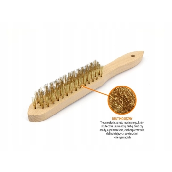 Szczotka druciana do rdzy PREMIUM drut mosiężny 4 rzędowa TEGER