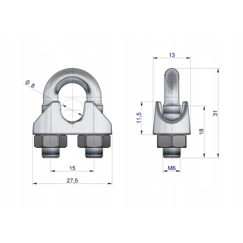 Zacisk cybant do linki stalowej 8mm 10sztuk TEGER