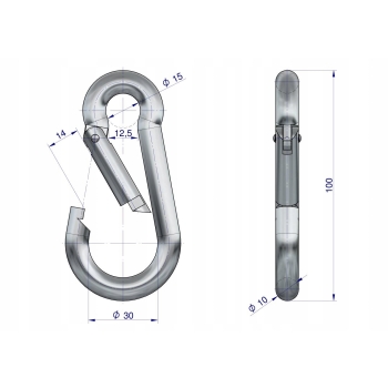 Karabińczyk bez zabezpieczenia 10x100 10 sztuk TEGER