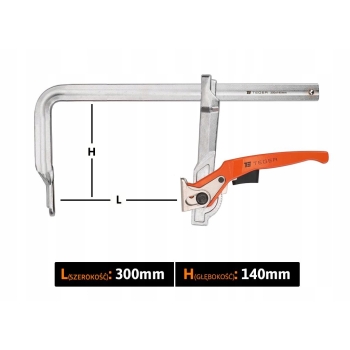 Ścisk ślusarski dzwigniowy szybkomocujący 140x300mm TEGER