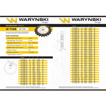 Koło zębate hartowane tarcza 10B-1 (R1 5/8) Z-24 Waryński