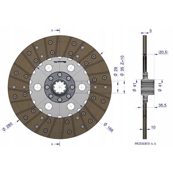 Tarcza sprzęgła New Holland 80400008 WARYŃSKI 80400008W