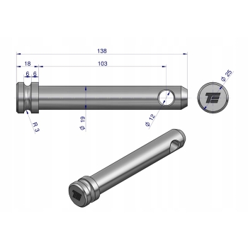 Sworzeń łącznika górnego 19x103x138 TEGER