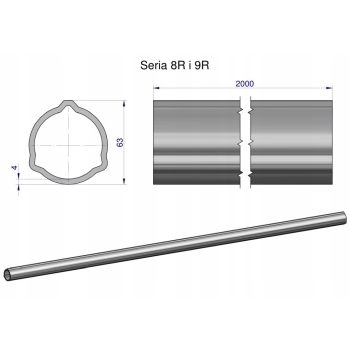 Rura trójkątna wałka zewnętrzna Seria 8R 9R do wału WOM 63x4mm 2m WARYŃSKI, WR2141800