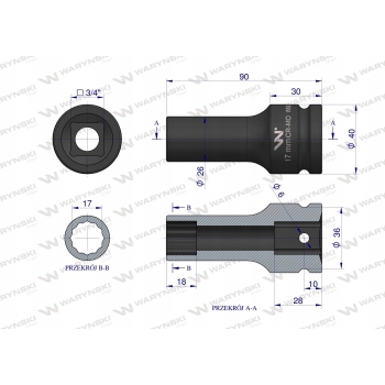 Nasadka udarowa długa 3/4