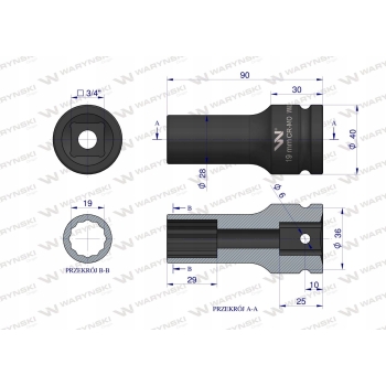 Nasadka udarowa długa 3/4