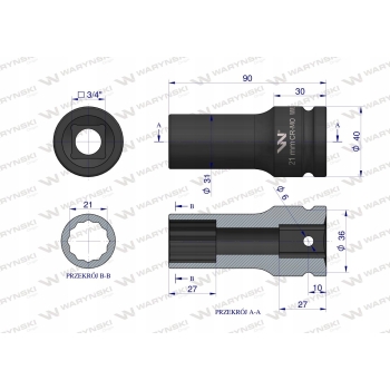 Nasadka udarowa długa 3/4