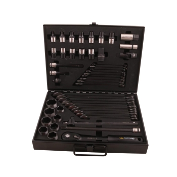 Zestaw nasadek w metalowej skrzynce 1/2 z grzechotką i kluczami 49 WARYŃSKI