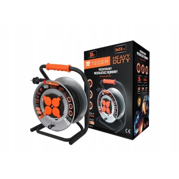 Przedłużacz bębnowy przemysłowy HEAVY DUTY 3X2.5mm 30m IP44 H05RRF CE TEGER, T-NB-PBHD-01