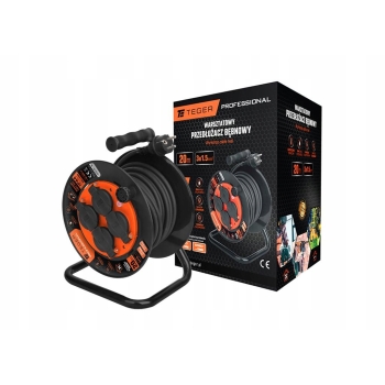 Przedłużacz bębnowy warsztatowy PROFESSIONAL 3X1.5mm 20m IP44 H05RR-F TEGER, T-NB-PBPR-01