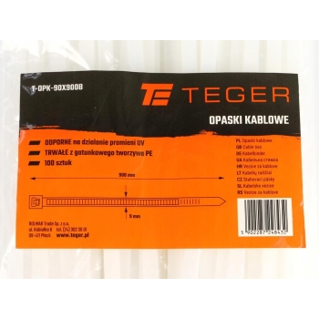 Opaski kablowe opaski zaciskowe mocne trytytki 9.0 x 900mm 100szt UV TEGER