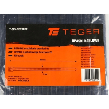 Opaski kablowe opaski zaciskowe mocne trytytki 9.0 x 900mm 100szt UV TEGER
