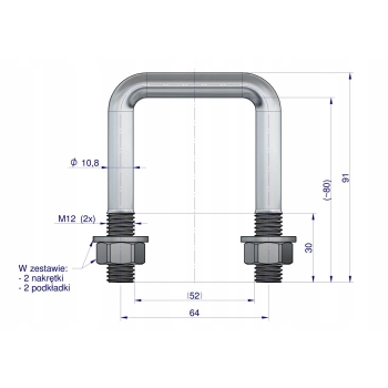 Jarzmo cybant M12 52x80 WARYŃSKI