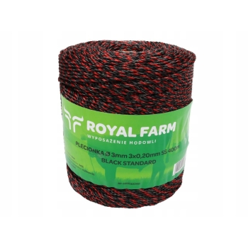 Plecionka do elektryzatora 3mm 3x0.20mm SS czarno-pom. 400m ROYAL FARM, RF-165030040