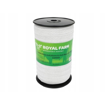 Taśma do elektryzatora 20mm 2x0.25mm Cu 4x0.16mm SS biała 200m ROYAL FARM, RF-167062020