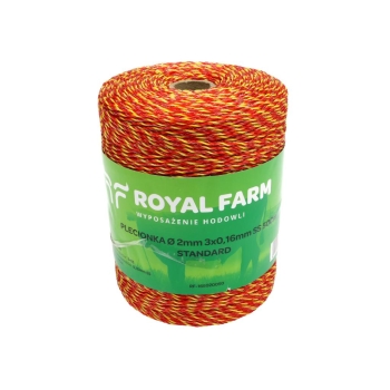 Plecionka do elektryzatora 2mm 3x0.16mm SS żółto-pom. 500m ROYAL FARM, RF-165020050