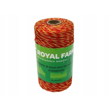 Plecionka do elektryzatora 2mm 3x0.16mm SS żółto-pom. 200m ROYAL FARM, RF-165020020