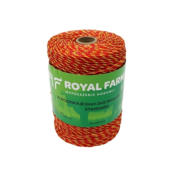 Plecionka do elektryzatora 2mm 3x0.16mm SS żółto-pom. 400m ROYAL FARM, RF-165020040