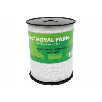 Taśma do elektryzatora 20 mm 4x0.16mm SS biała 200m ROYAL FARM, RF-167042020