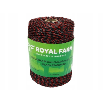 Plecionka do elektryzatora 3mm 3x0.20mm SS czarno-pom. 200m ROYAL FARM, RF-165030020