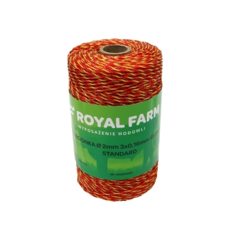 Plecionka do elektryzatora 2mm 3x0.16mm SS żółto-pom. 250m ROYAL FARM, RF-165020025