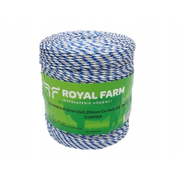 Plecionka do elektryzatora 3mm 2x0.20mm Cu 4x0.20mm SS 400m ROYAL FARM, RF-165230040