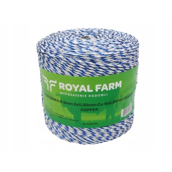 Plecionka do elektryzatora 3mm 2x0.20mm Cu 4x0.20mm SS 500m ROYAL FARM, RF-165230050
