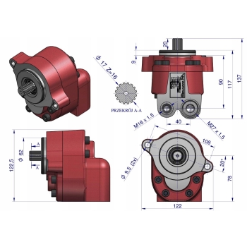 Pompa wspomagania wzmocniona PZS-ZCT-16L URSUS C-385 4cyl 80620109 WARYŃSKI