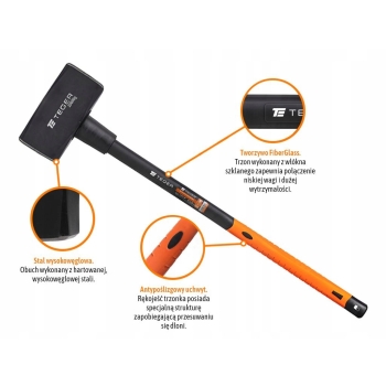 Młotek młot kamieniarski wyburzeniowy dwukierunkowy fiberglass 10kg TEGER