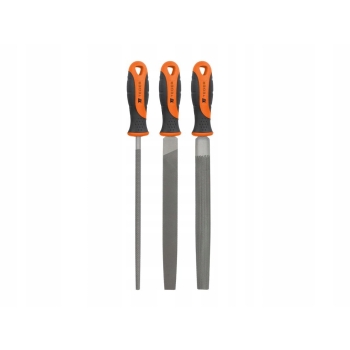 Zestaw pilników do metalu 200mm płaski, półokrągły, okrągły 3 szt TEGER, T-W-ZPIL001