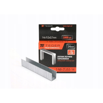 Zszywki tapicerskie takera PROFESSIONAL J/53 14/11,3/0,7mm 1000szt TEGER, T-NB-ZTJ53-14