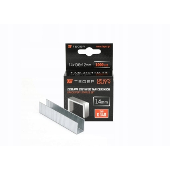 Zszywki tapicerskie takera HEAVY DUTY typ G/140 14/10,6/1,2mm 1000szt TEGER, T-NB-ZTG140-14