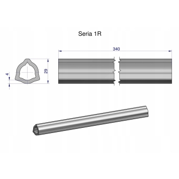 Rura wewnętrzna Seria 1R do wału WOM 460 29x4 mm 340 mm WARYŃSKI, WR2311340