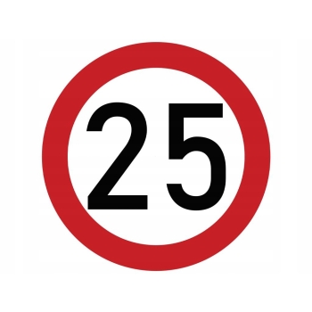 Naklejka laminowana limit prędkości 25 km/h czerwona obwódka, TAB25