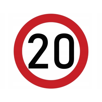 Naklejka laminowana limit prędkości 20 km/h- czerwona obwódka, TAB20