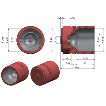 Tłok podnośnika 3-pierśncieniowy URSUS 3512 MF-3 ORYGINAŁ URSUS 897561M91