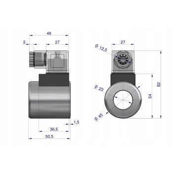Cewka dzielnika elektrozaworu V-DVS-50L-3/8 V-DVS-50L-1/2 24V DC VOIMA, V-CEW-24VDC