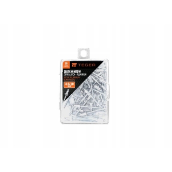 Zestaw nitów zrywalnych aluminiowych 4.0x10mm 50 szt. TEGER, T-W-NA-4.0X10