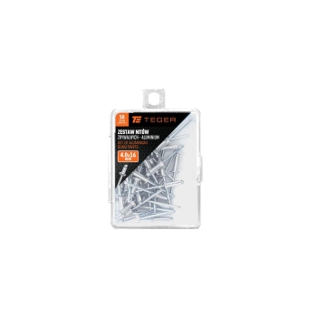 Zestaw nitów zrywalnych aluminiowych 4.0x16mm 50 szt. TEGER, T-W-NA-4.0X16