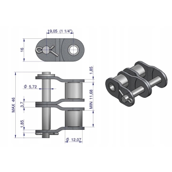 Półogniwo łańcucha 12B-2 (R2 3/4) WARYŃSKI