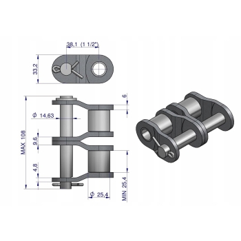 Półogniwo łańcucha P24B-2 (R1 1.1/2) WARYŃSKI