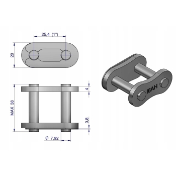 Zamek łańcucha przemysłowy Z16AH-1 ANSI A 80H (R1 1) WARYŃSKI
