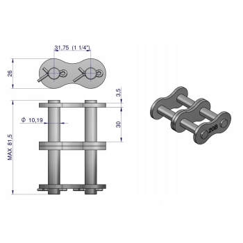 Zamek łańcucha 20B-2 (R2 1.1/4) WARYŃSKI
