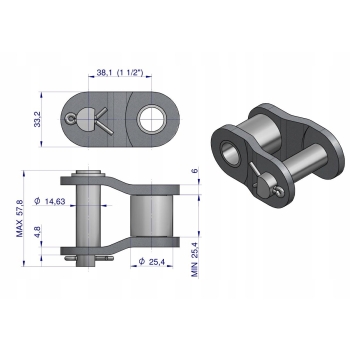 Półogniwo łańcucha P24B1 (R1 1.1/2) WARYŃSKI