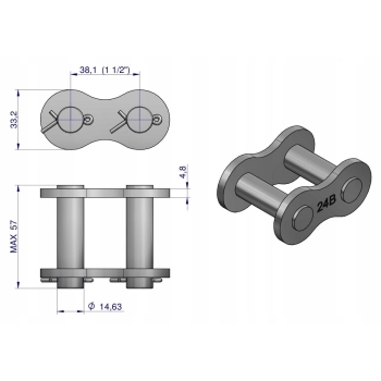 Zamek łańcucha 24B-1 (R1 1.1/2) WARYŃSKI